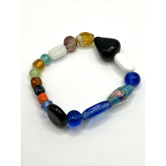 Art Glass Beads Multicolored Stretch Womens Bracelets Lot of 3 Fashion - Picture 7 of 13